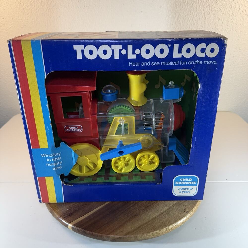 1983 Ideal Toot Loo Locomotive Engine Wind Up Toy Train with Box WORKS